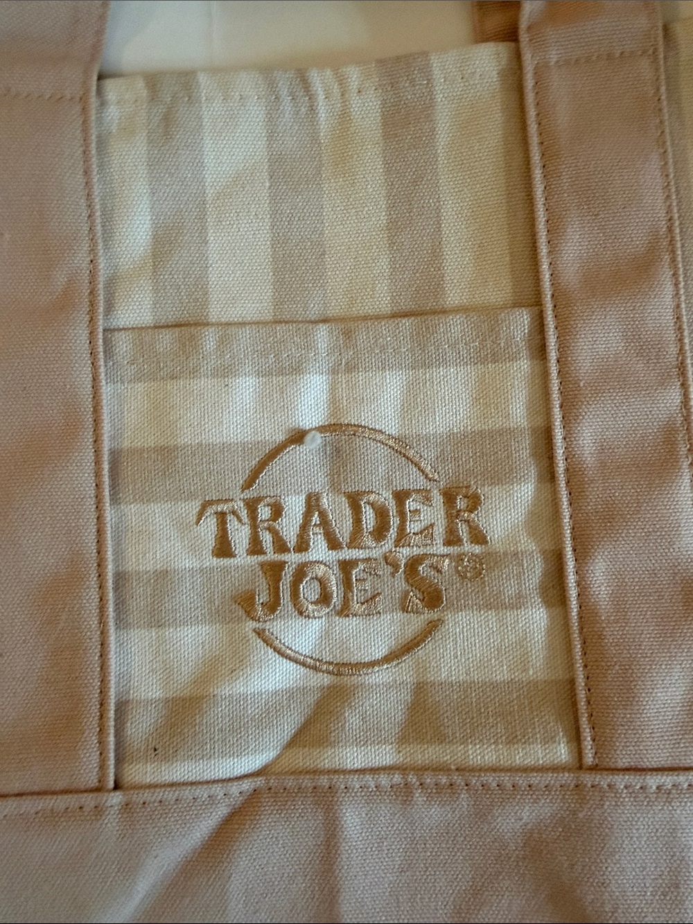 Trader Joe's NWT Striped Mini Canvas Tote in Beige and Cream - Picture 2 of 5